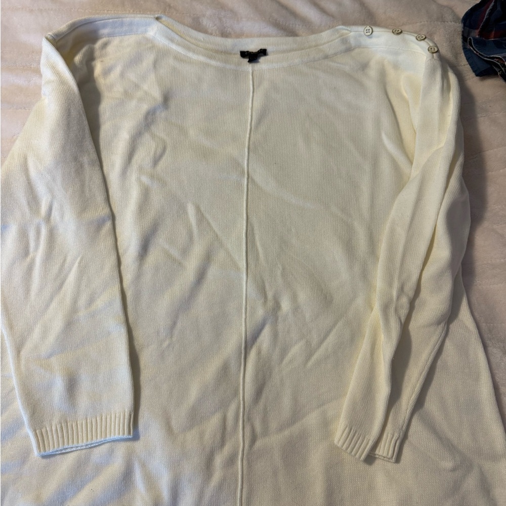 Talbots Cream Button-Shoulder Sweater